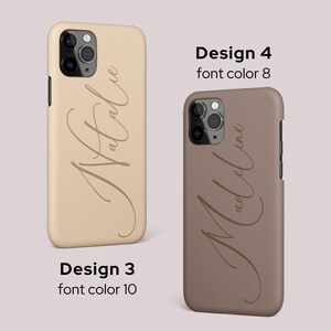 Personalized earth tone iPhone case with custom name or monogram. Fits iPhone 16, 15, 14 Pro Max, 13, and 12. Sleek design in glossy or matte finish. MagSafe compatible. Unique and protective phone accessory.