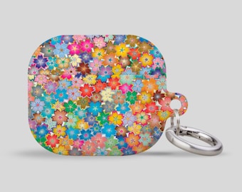Funda con llavero y flores coloridas para AirPods 4 Pro 3 2 1 (2024)
