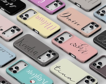 Personalized Phone Case Pastel: Custom Name Cover for iPhone 17 16 15 14 Pro Max, Pixel, S25 S24 Ultra