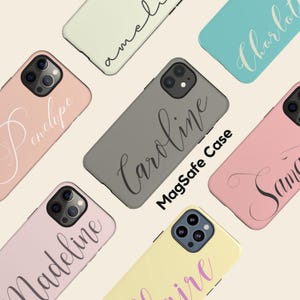 Pastel Personalized Case, Magnetic Phone Cover for iPhone 15, iPhone 14 Plus Pro Max, iPhone 13 Pro Max Mini Cute Custom Name Case iPhone 16