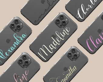 Personalized Clear Phone Case, Custom Name (Fits iPhone 11-17 & Samsung S24-S25)