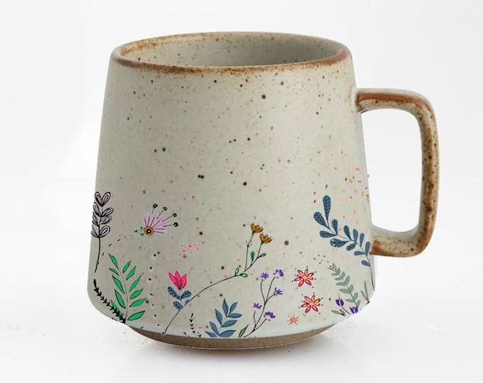 Floral Coffee Mug – Ceramic Wildflower Mug, Nature Inspired Gift - Etsy