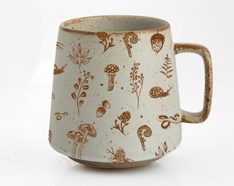 Mushroom Ceramic Mug – Woodland Coffee Mug, Cottagecore Style