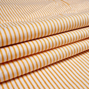 Mustard Striped Cotton Fabric: Hand Block Print, 44&quot; Wide