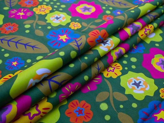 Floral Cotton Canvas Fabric – Durable Upholstery & Sewing Material