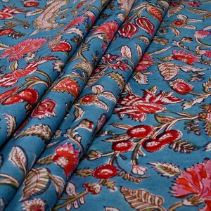 Handmade Indian Block Print Cotton Fabric: Floral Quilting & Upholstery