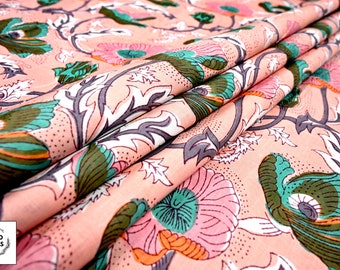 Indian Cotton kalamkari Floral Fabric for Bohemian Clothing