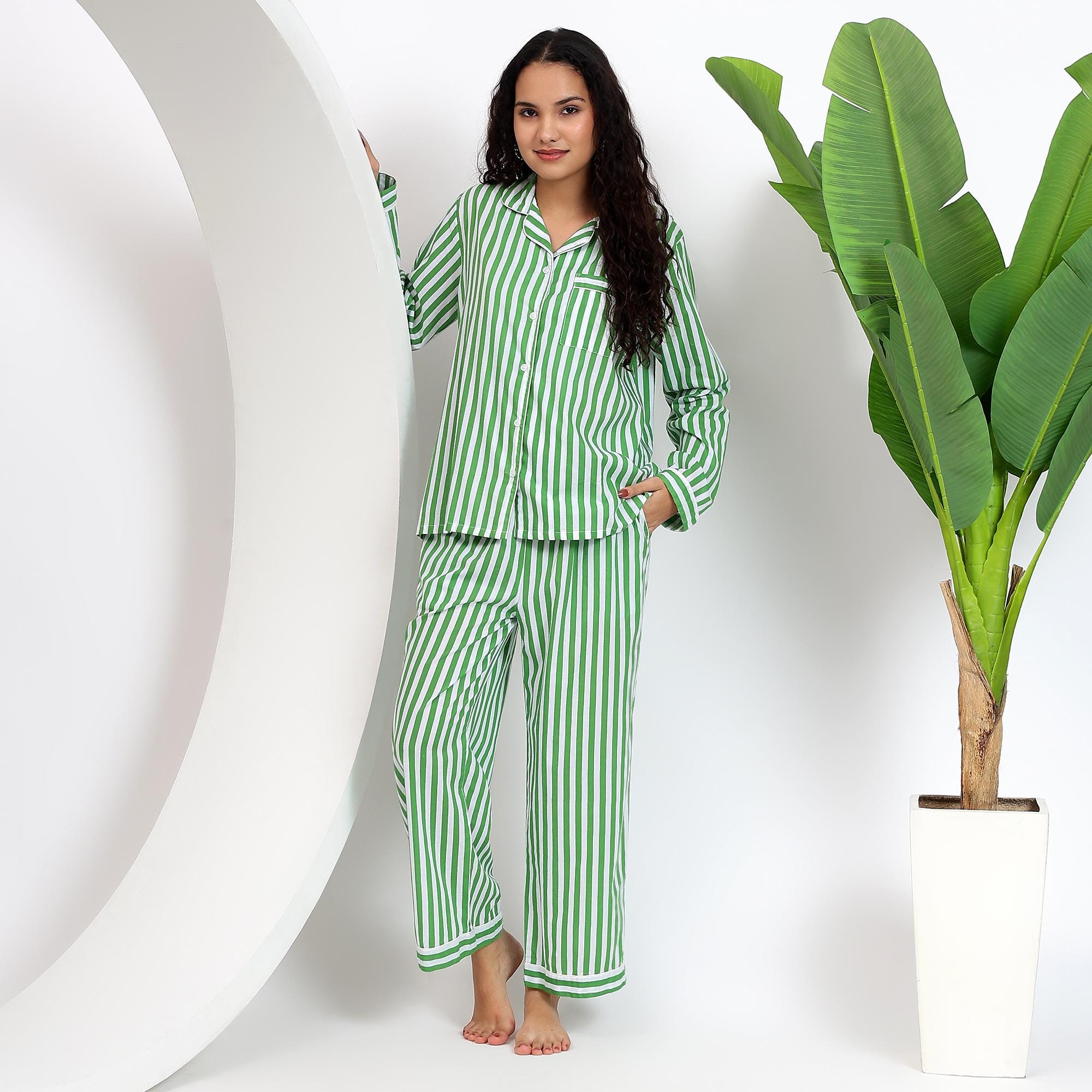 Striped holiday pajamas sale