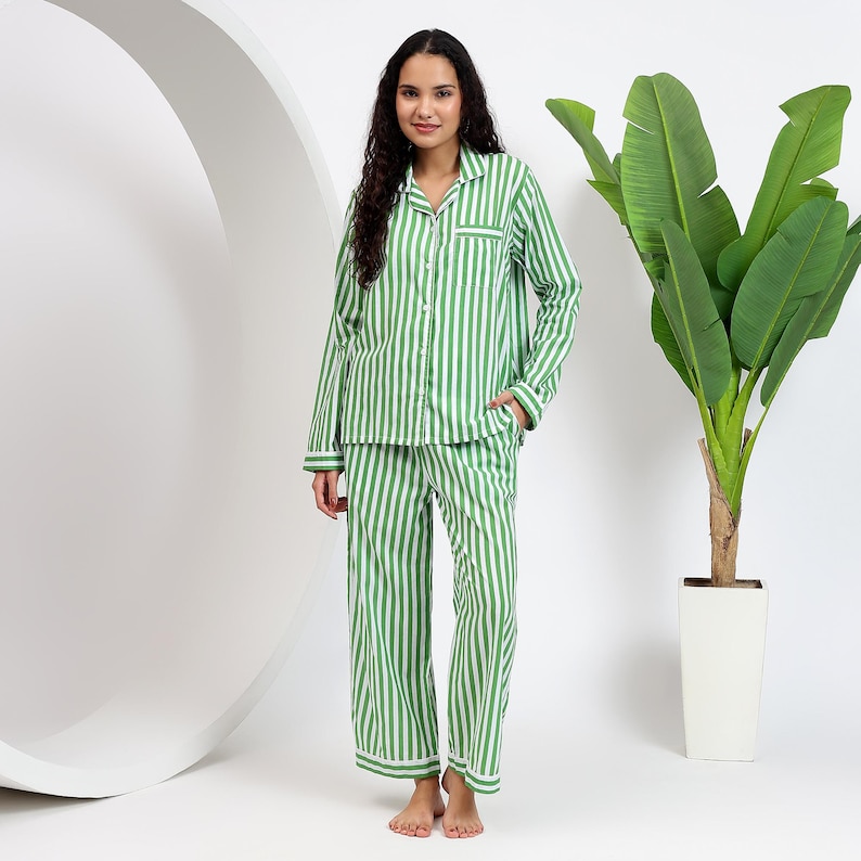 High waisted striped pajama set
