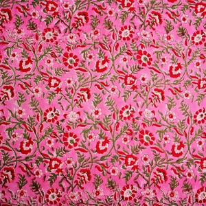 Handmade Indian Block Print Cotton Fabric: Floral Sewing Quilting Material