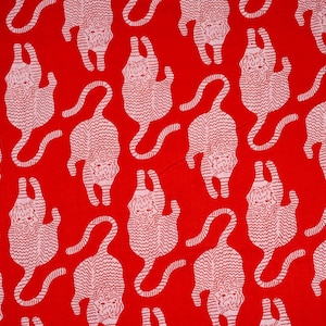 Katoenen blokprintstof met dierenmotief op maat gesneden - Indiase stoffen, tijger- en luipaardprints voor quilten, woondecoratie en bekleding, decor