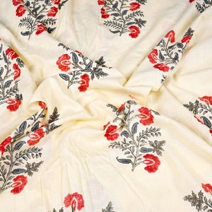 Beautiful Mughal Print Fabric Soft Cotton Block Print Indian 100% Pure Cotton Fabric by the Yard