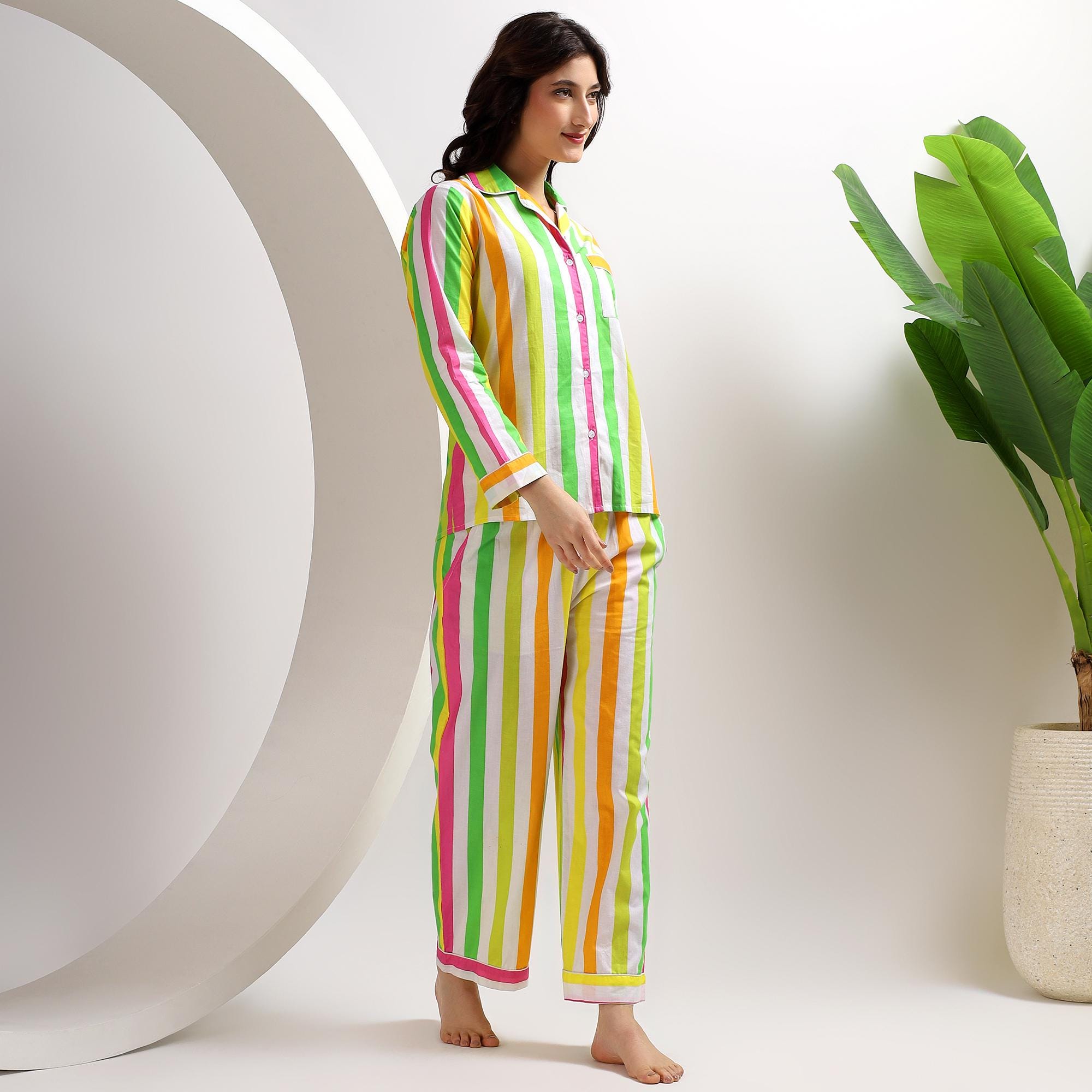 Striped Cotton Pajama Set: Personalized Lounge Sleepwear Gift - Etsy