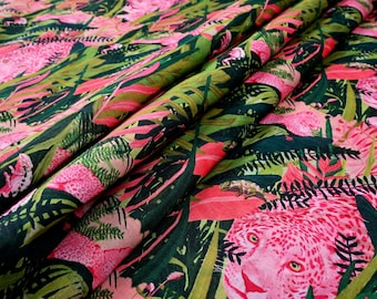 Jungle Tiger Print Cotton Fabric for Sewing, Quilting and Home Decor by the Yard