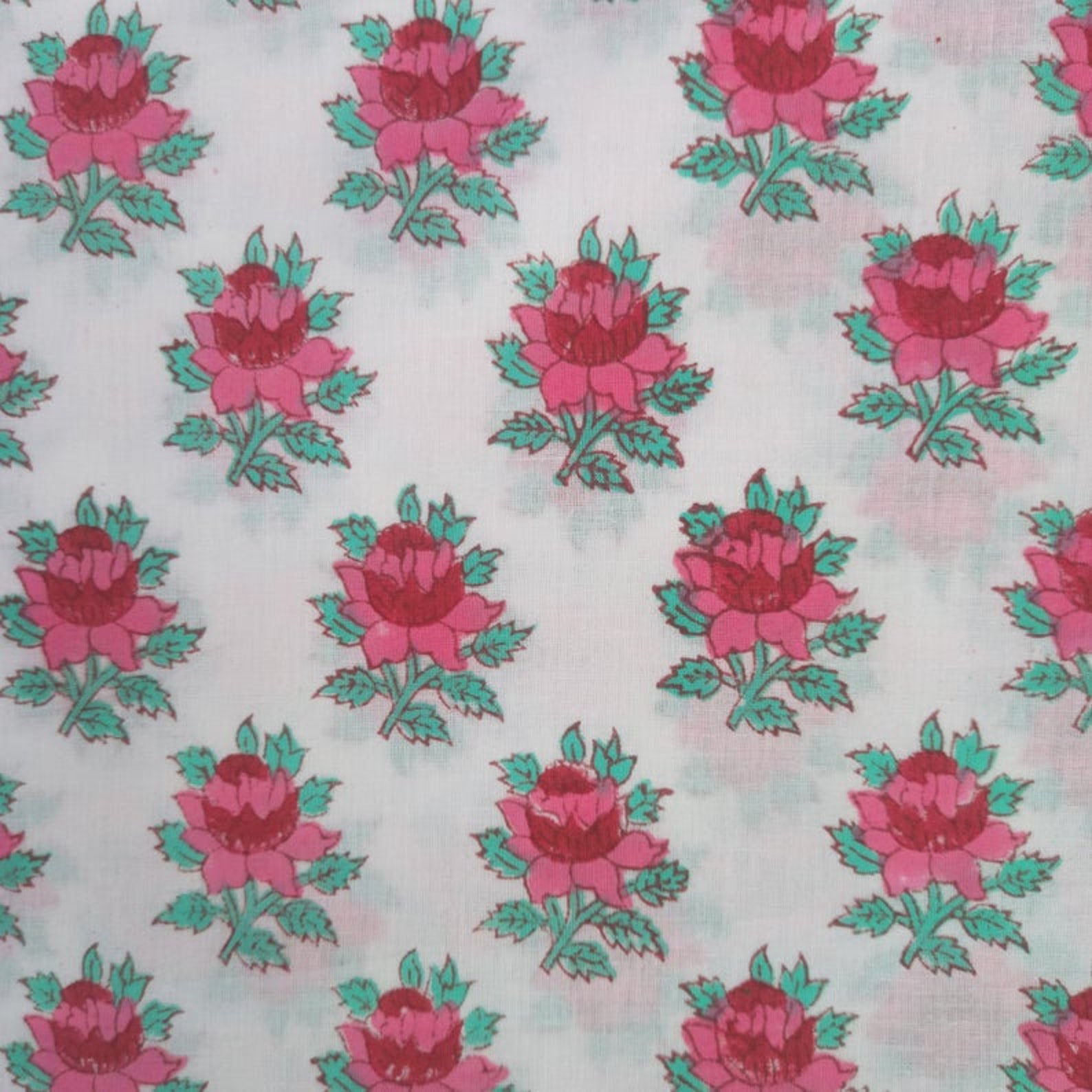 Green Floral Print Fabric By Yard Organic Cotton Fabric By Etsy