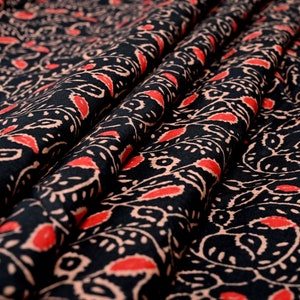 Indian Cotton Block Print Fabric: Upholstery & Clothing Textile