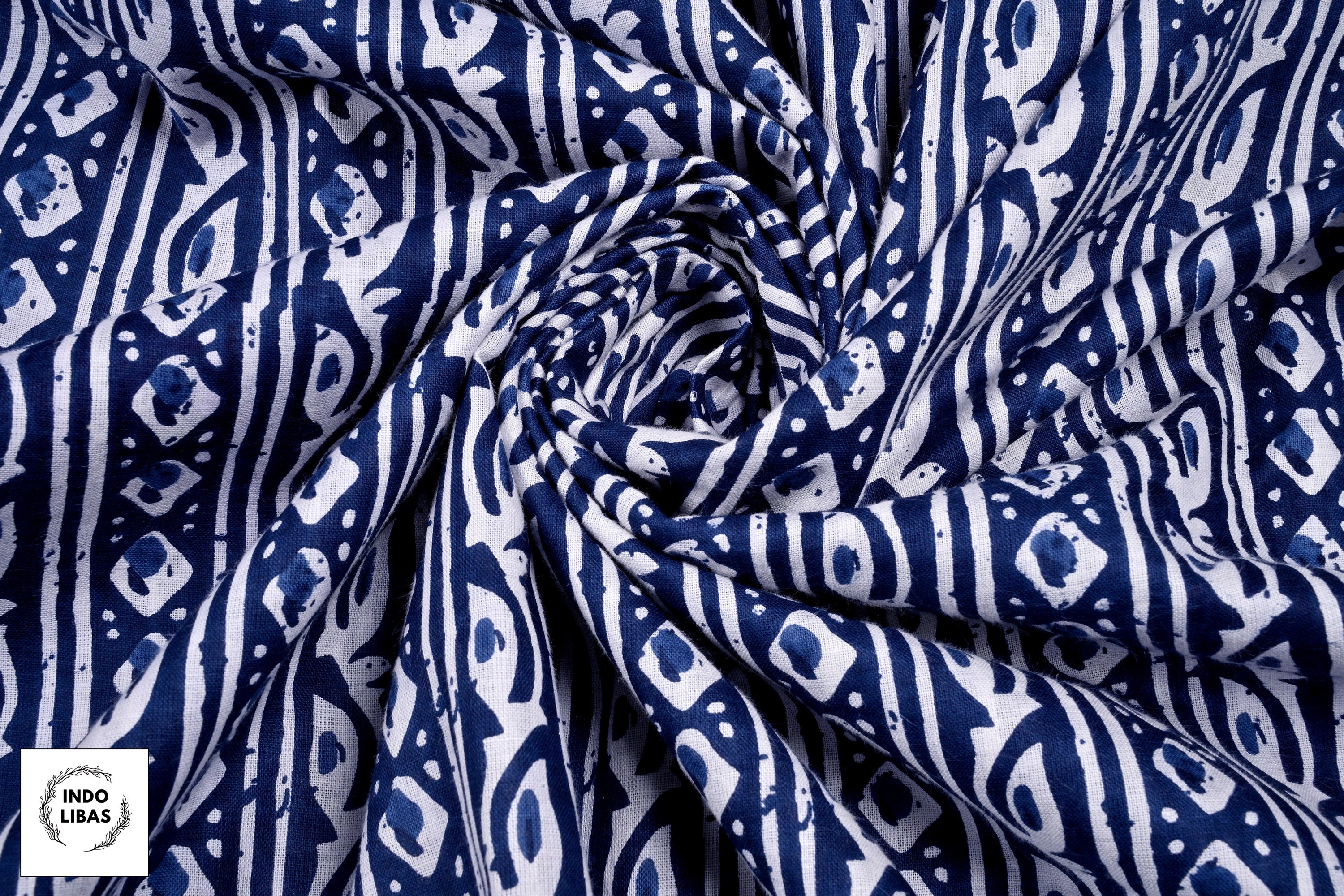 Tessuto Cotone Stampa Blocco A Mano Floreale Blu Indiano 5 Iarde - Foto 12