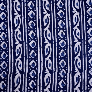 Indigo Block Print Cotton Fabric: Hand Dyed Indian Sewing Fabric