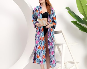 Cotton Printed Bath Robe Kimono for Women