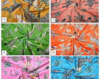 Jungle Print Cotton Fabric Textile Pattern Soft Cotton Tiger Print Sewing Fabric Wholesale Cotton Fabric