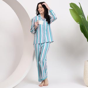 Striped Cotton Pajama Set: Personalized Bridesmaid PJs