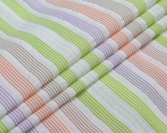 Yarn Dyed Striped Cotton Fabric by Yard, Lightweight tops Woven Material, Soft Sewing Cloth