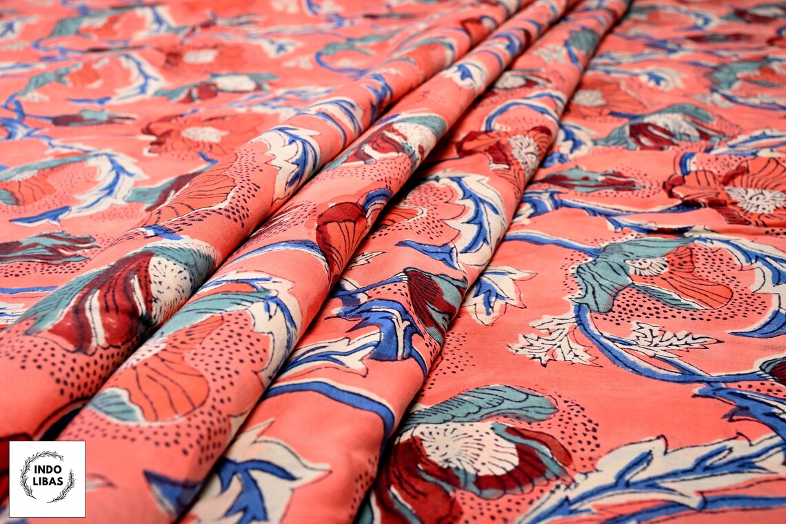 Blue - Kalamkari Block Print Cotton Apron with Pocket 59