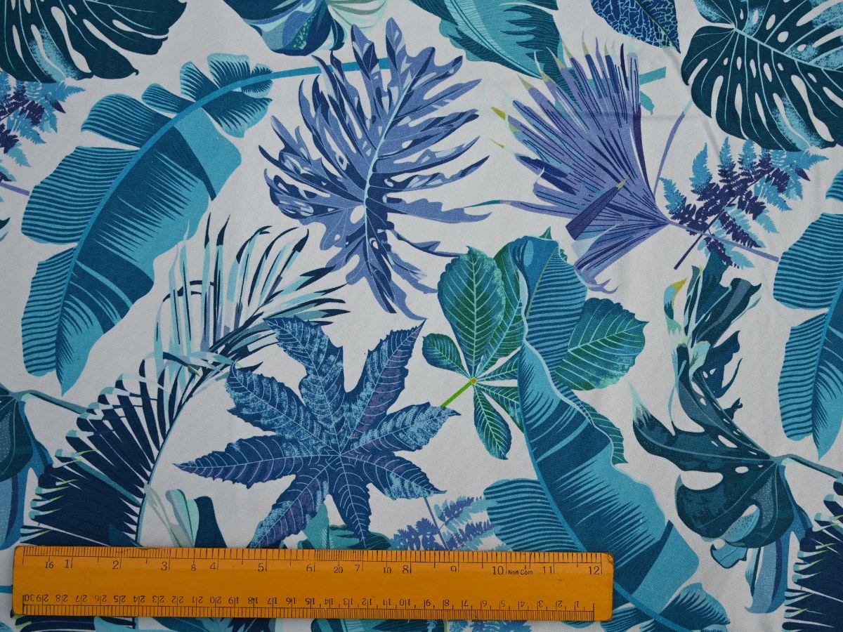 Tropical Leaf Print Cotton Canvas Fabric, Beach Decor Upholstery, by ...