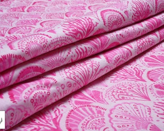 Shell Printed Cotton Fabric by the Yard, Lightweight Sewing Material