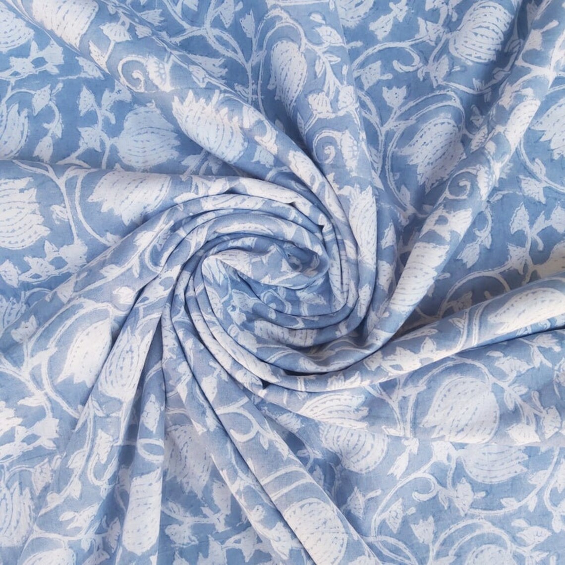 Light Blue Cotton Fabric Bluey Fabric by the Yard Organic Etsy