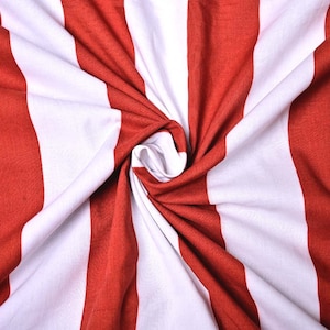 Red Stripe Cotton Fabric By The Yard Upholstery Fabric, Curtains, Pillow Covers & DIY Crafts
