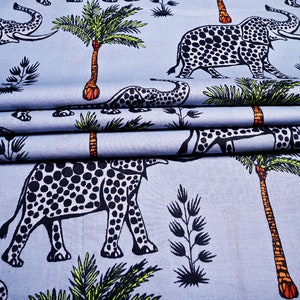 Elefanten Print Baumwollstoff: Indischer Block Print zum nähen