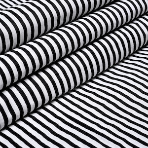 Black and White Printed Stripes Pattern on Cotton Blend Fabric with Zebra Style