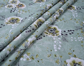 White Clear Floral Pattern On Super Cool Grayish Base Fabric Cotton - From India