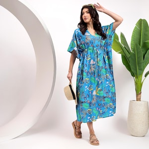 Premium Floral Print Moroccan Kaftans Collection -Indian Block Prints Cotton Dresses, for Special Occasions