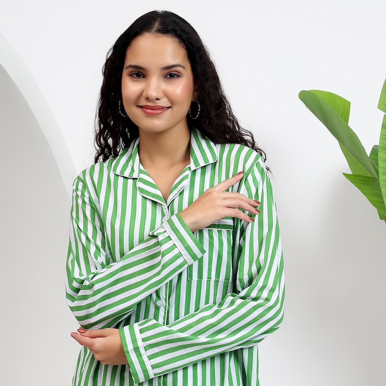 green cotton holiday pajamas