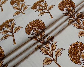 Block Print Cotton Canvas Fabric by Yard – Traditional Floral Textile for Home Decor