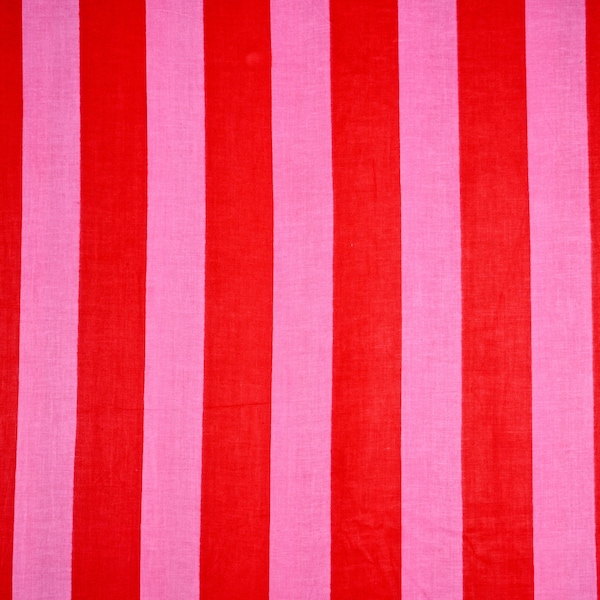 Pink & Red Wide Strip Print Cotton Fabric Textile Pattern Fabric Vertical Stripes Cotton Fabric By the Yard