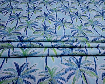 Palm Tree Fabric By The Yard: Hand Block Print Cotton, 44" Wide
