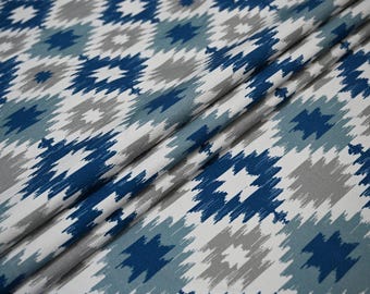 Ikat Cotton Canvas by the Yard, Upholstery Home Décor Textile, Tote Bag Sewing Supply