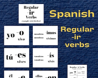 Spanish Printable Bulletin Board Set: Regular -ir Verbs Conjugation Display with Example ~ Includes Handout ~ Classroom Decor ~ Grammar