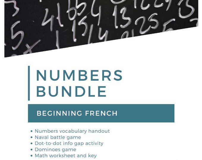 French Numbers Vocab Downloadable Activity Bundle ~ Speaking Activities, Games, Worksheets, Cultural Topics ~ Middle, High School French I
