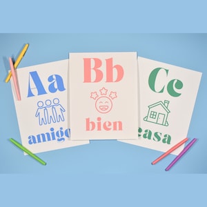 El Alfabeto Printable Posters in Pastels ~ Spanish Alphabet Downloadable Classroom Decoration ~ Abecedario ~ Preschool Circle Time ~ Checks