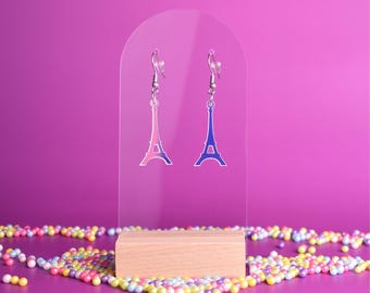 Acrylic Eiffel Tower Dangle Earrings ~ Iridescent or Ballet Pink ~ Hypoallergenic ~ French Teacher Gift ~ Jewelry ~ Paris, France