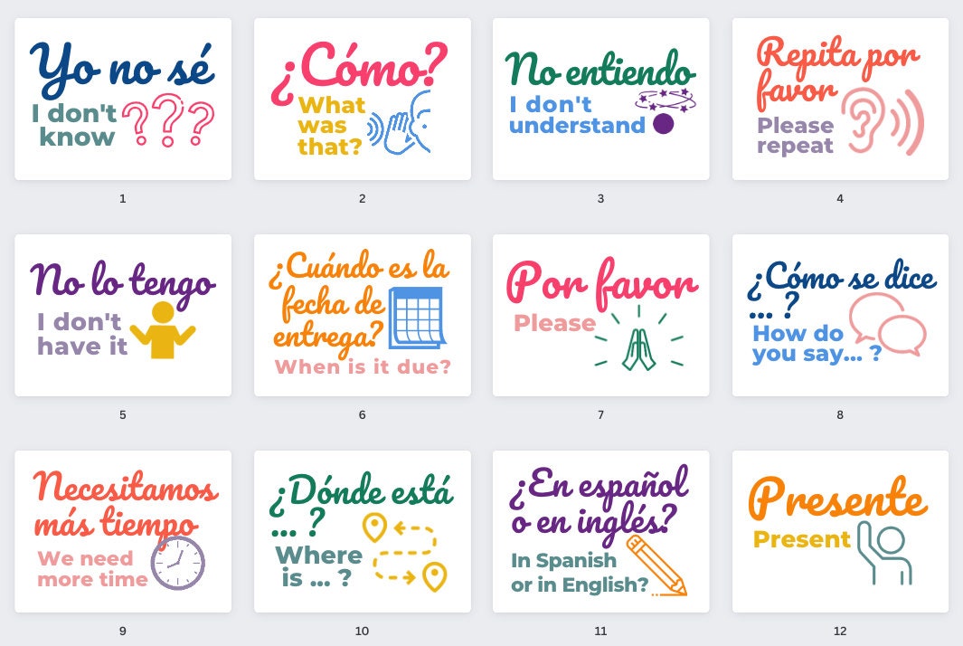 Spanish Educational Posters Setnursery Print Art for Spanish 