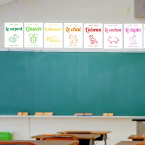 French Animals Vocab: Printable Poster Set ~ Classroom Decor, Decoration ~ Kids, Children, Elementary, High School ~ PDF, Downloadable, Sign