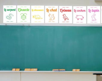 French Animals Vocab: Printable Poster Set ~ Classroom Decor, Decoration ~ Kids, Children, Elementary, High School ~ PDF, Downloadable, Sign