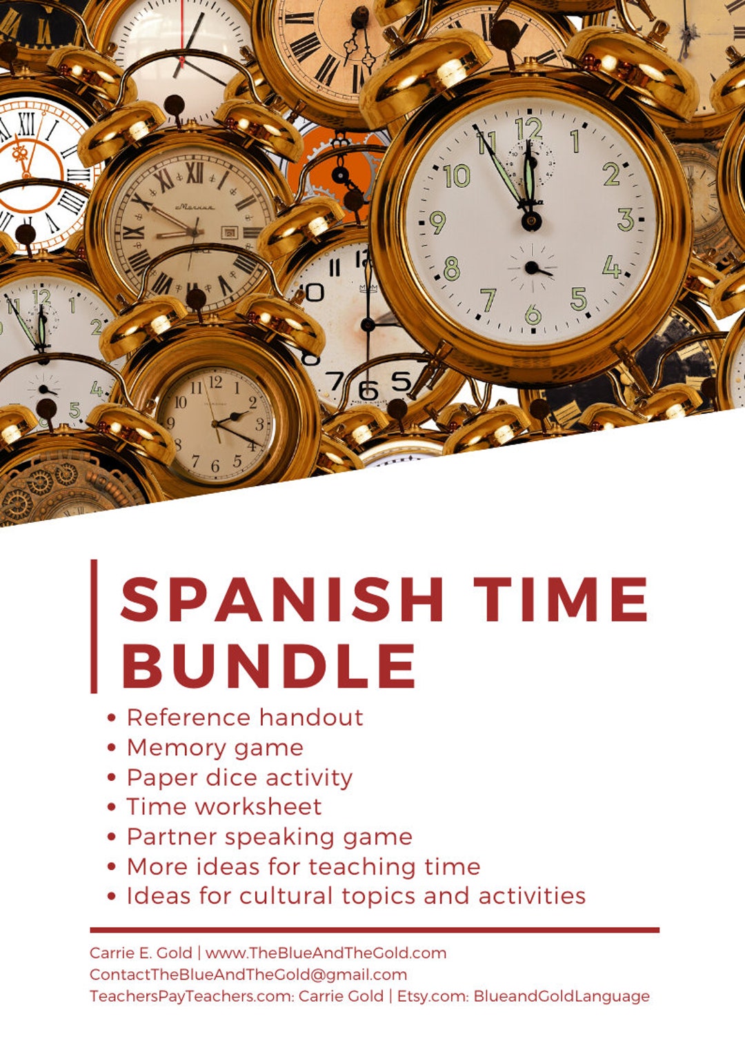 Learn to Tell Time in Spanish: Downloadable Activity Bundle - Etsy
