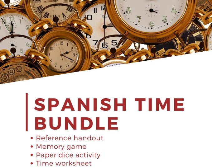 Learn to Tell Time in Spanish: Downloadable Activity Bundle