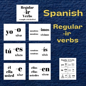 Spanish Regular Verbs Printable Poster Bundle: Pronouns er verbs ir verbs re verbs with handouts Classroom Bulletin Board Display image 4